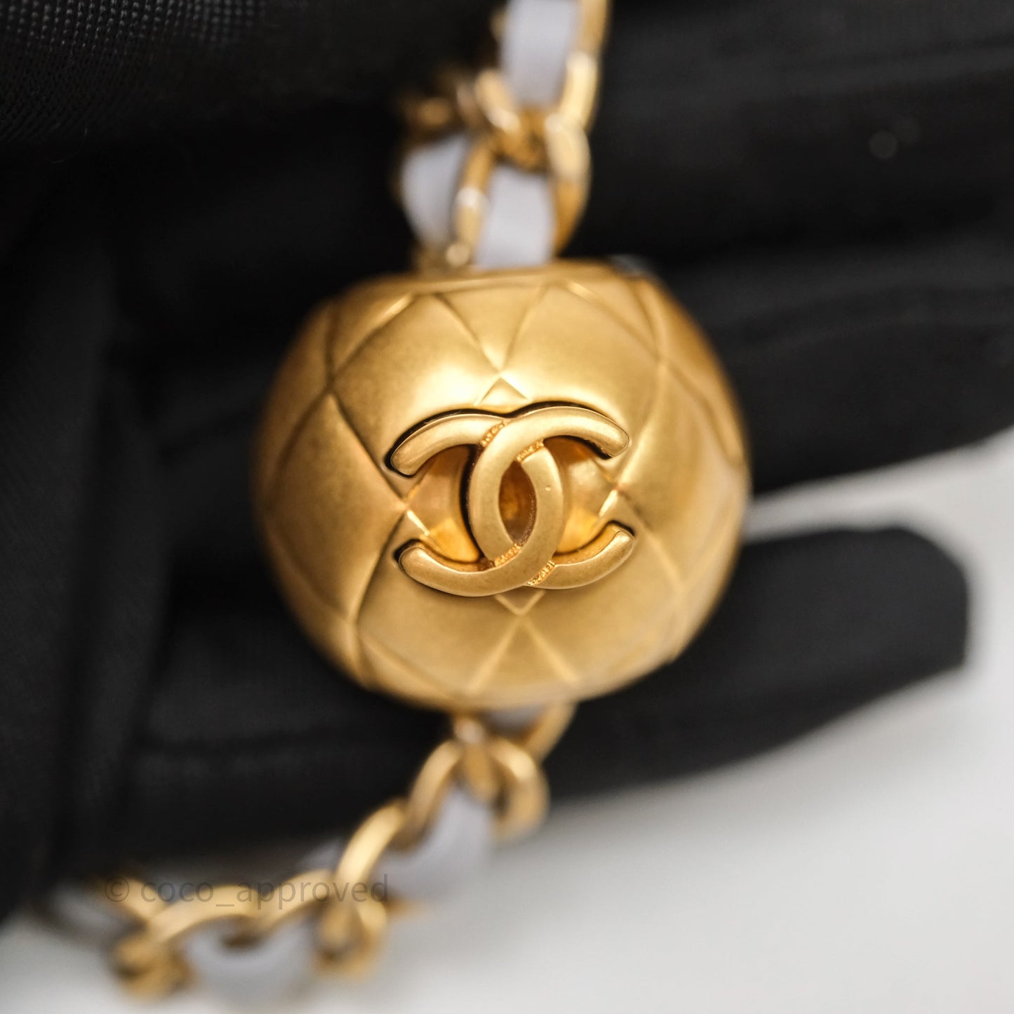 Chanel Pearl Crush Mini Square Quilted Grey Lambskin Aged Gold Hardware