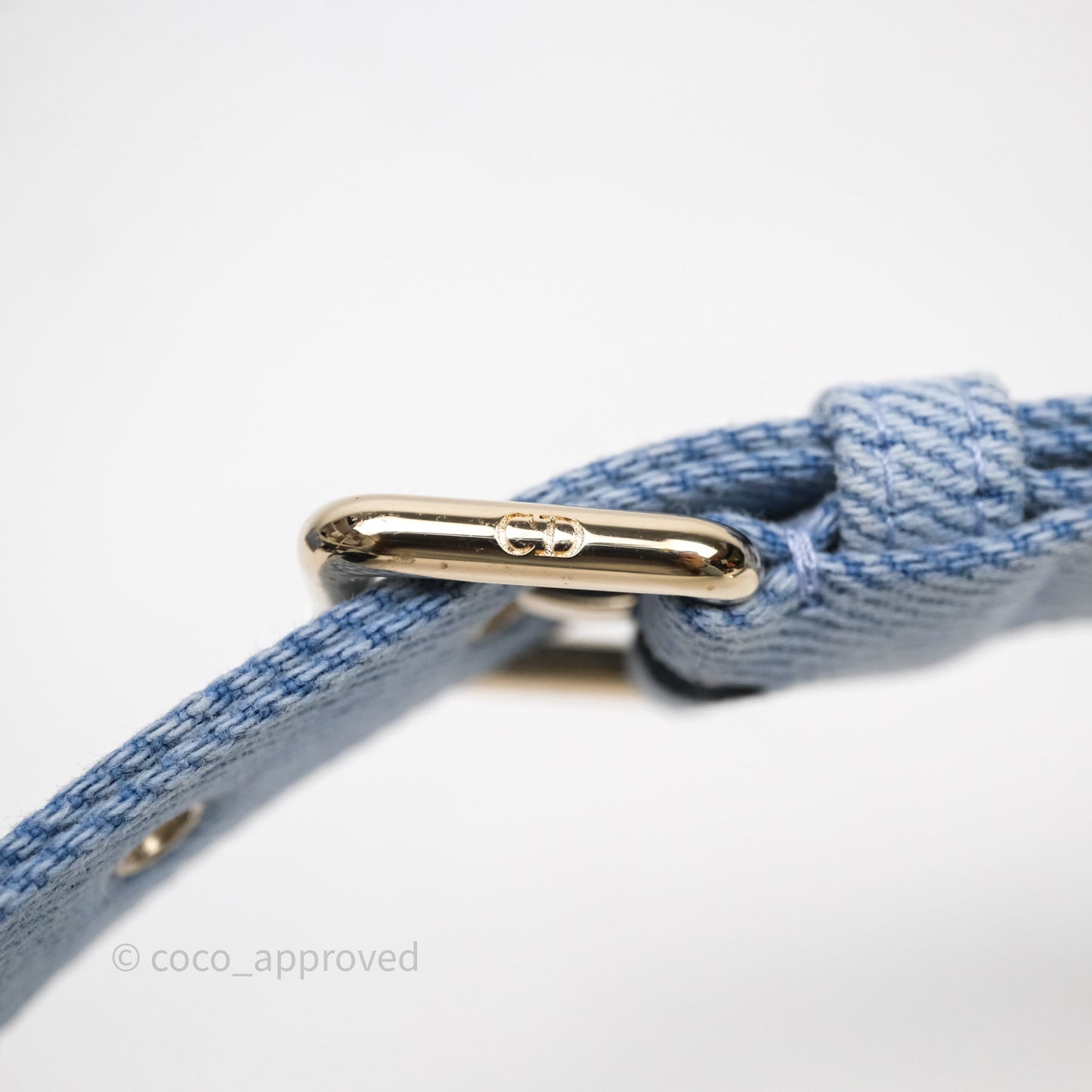 Christian Dior Small Lady D-Joy Bag Washed Blue Denim Cannage Gold Hardware