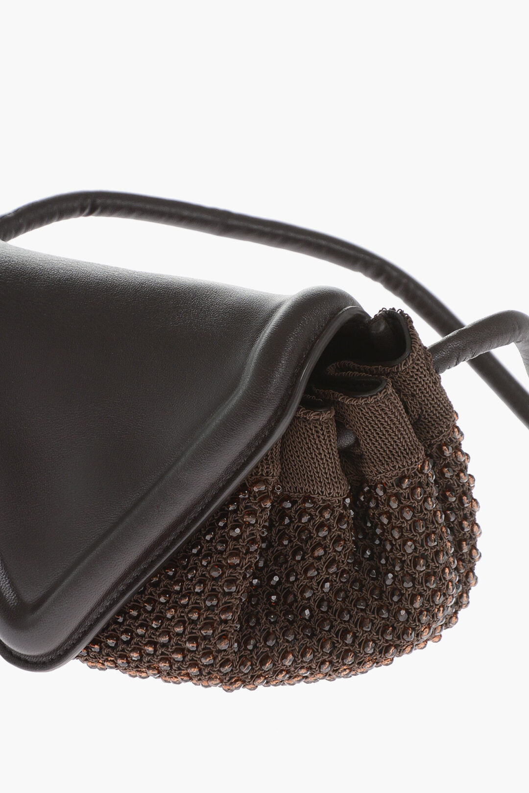 Luxury Bottega Veneta Leather Beak Bag With Rhinestone Application