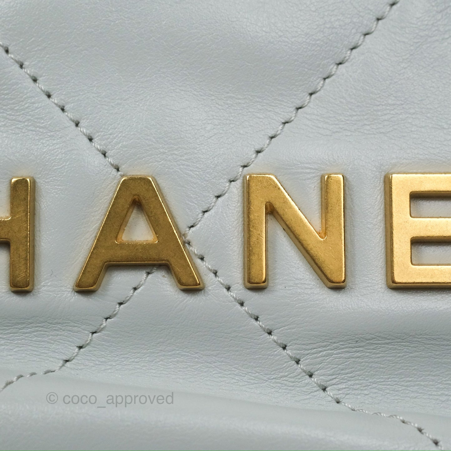 Chanel 22 Mini Bag Light Blue Grey Shiny Calfskin