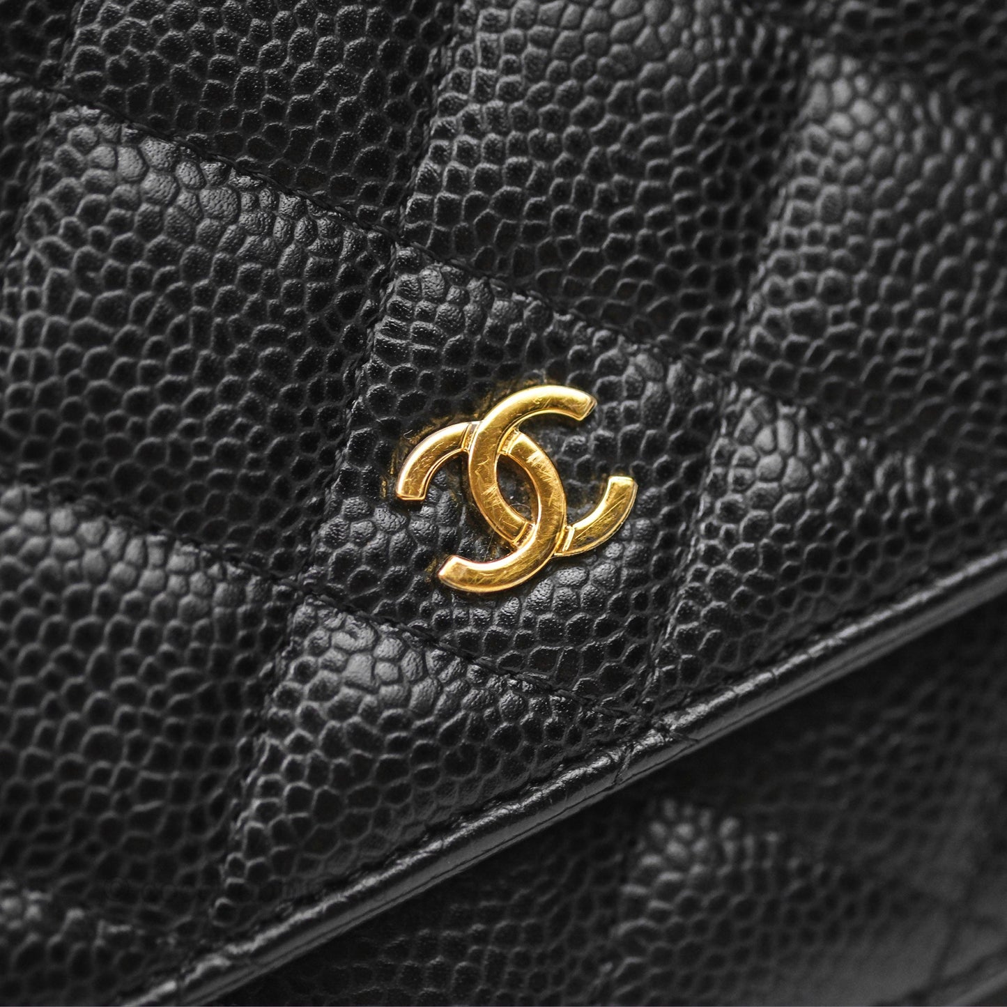 Chanel Classic Wallet On Chain WOC Quilted Black Caviar Gold Hardware