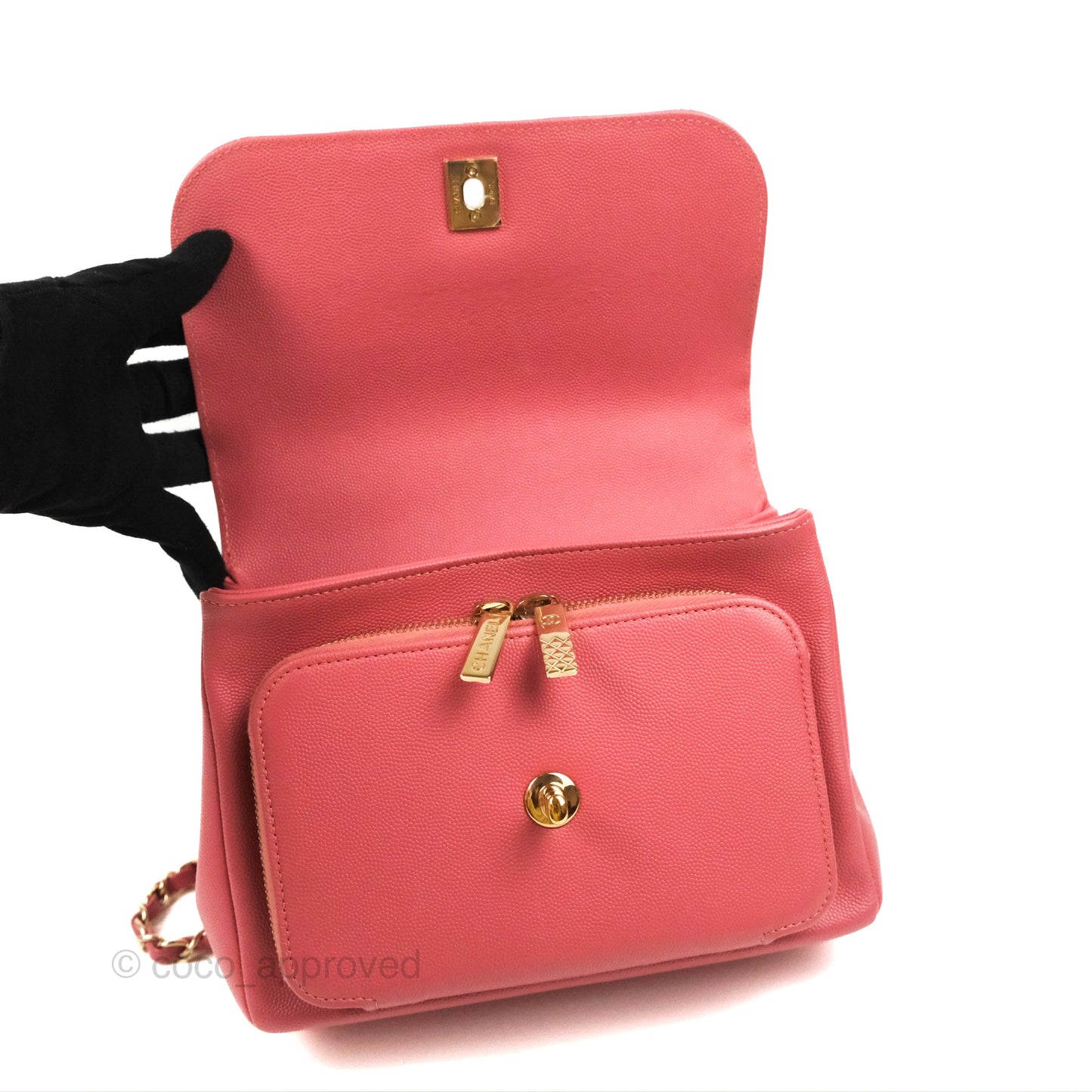 Chanel Quilted Medium Business Affinity Flap Pink Caviar Gold Hardware
