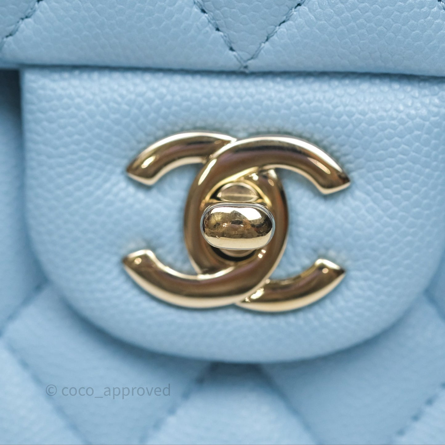 Chanel Classic M/L Medium Flap Quilted Blue Caviar Gold Hardware