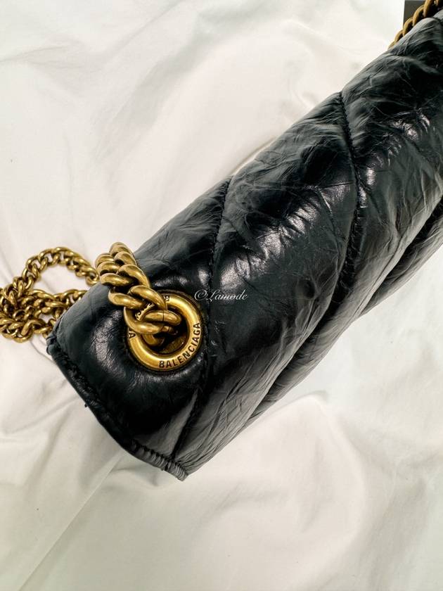 Luxury Balenciaga Crush XS Chain Quilted Shoulder Bag Black