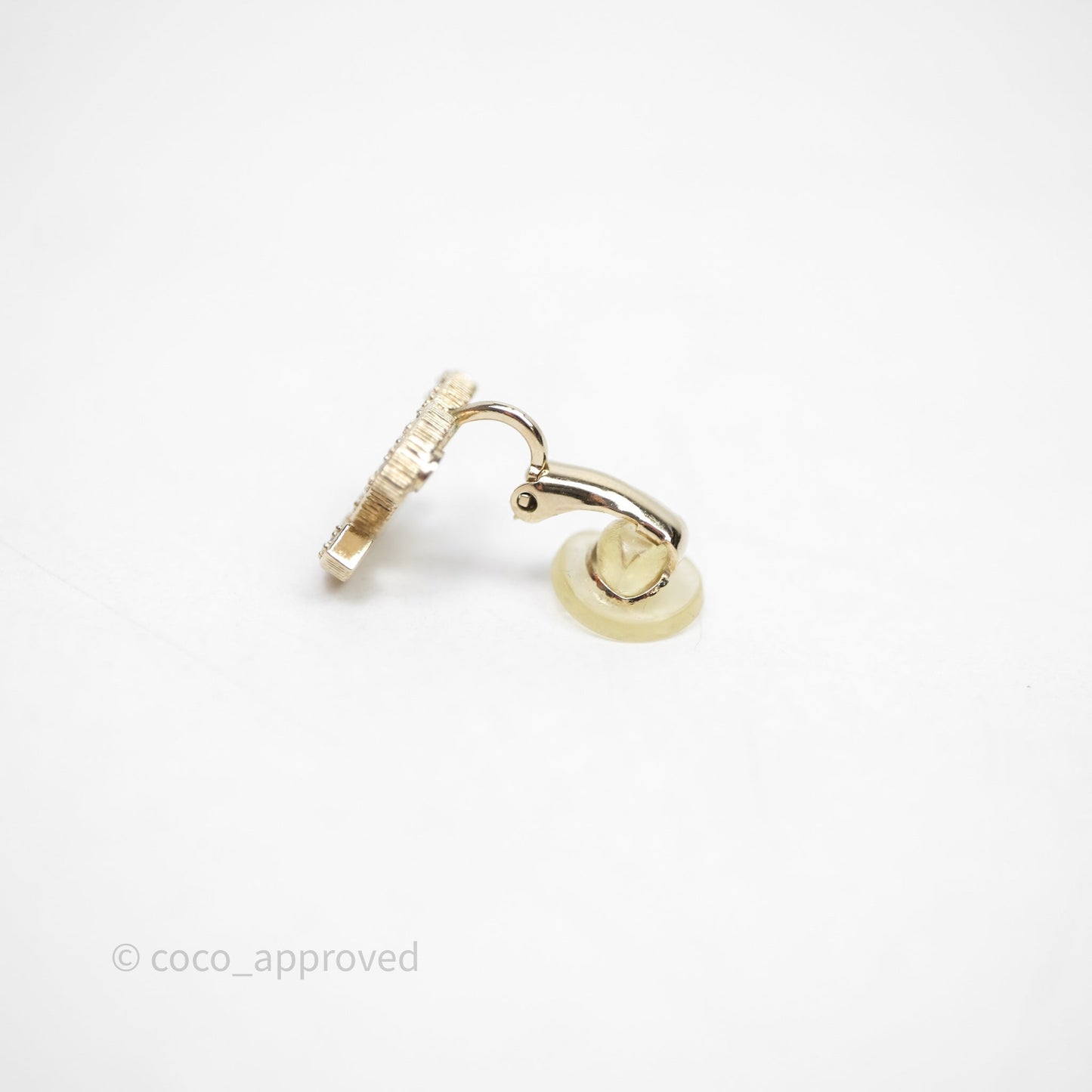 Chanel CC Crystals Ear Clips Gold Tone 24K