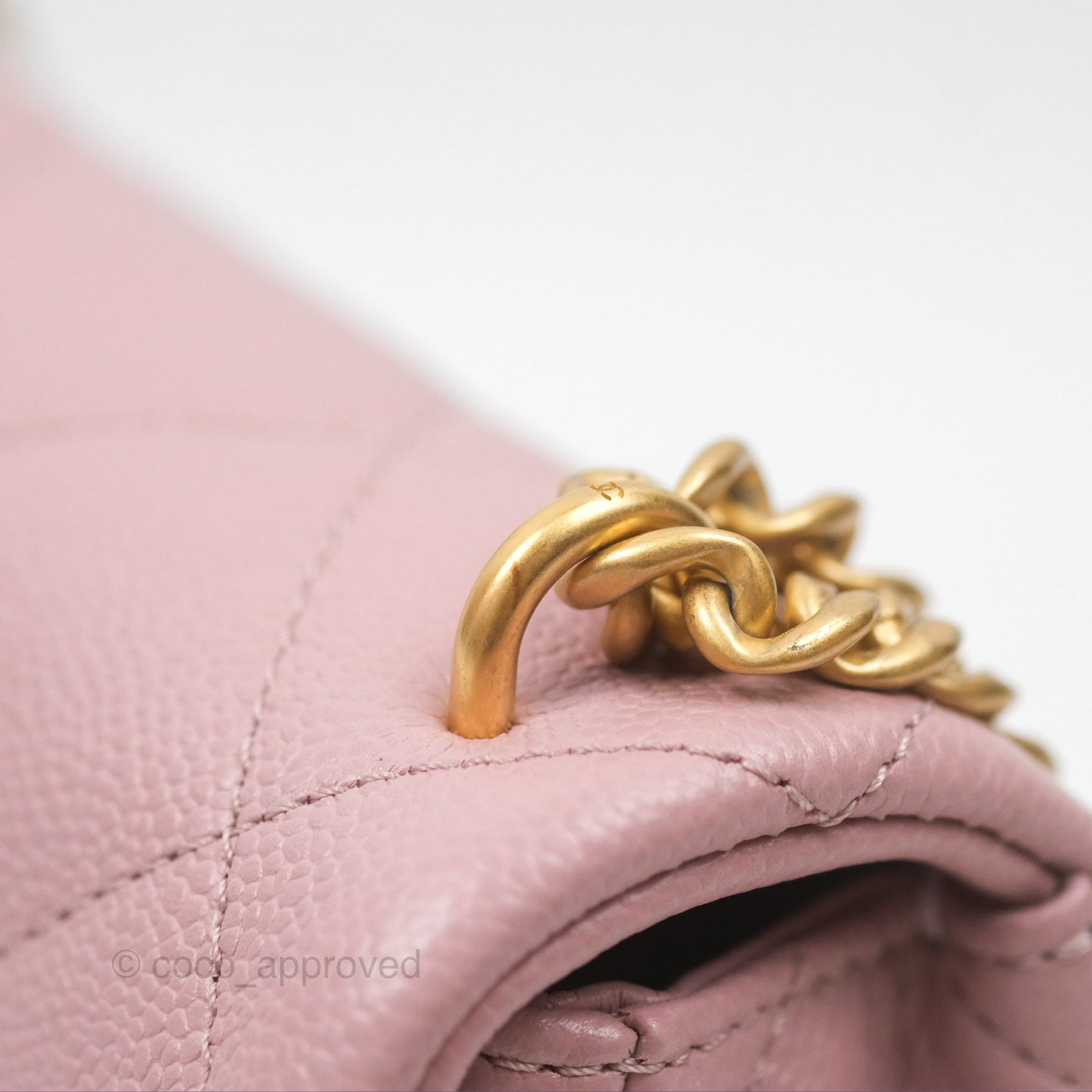 Chanel Mini Flap Bag Heart Adjustable Chain Dusty Pink Caviar Aged Gold Hardware