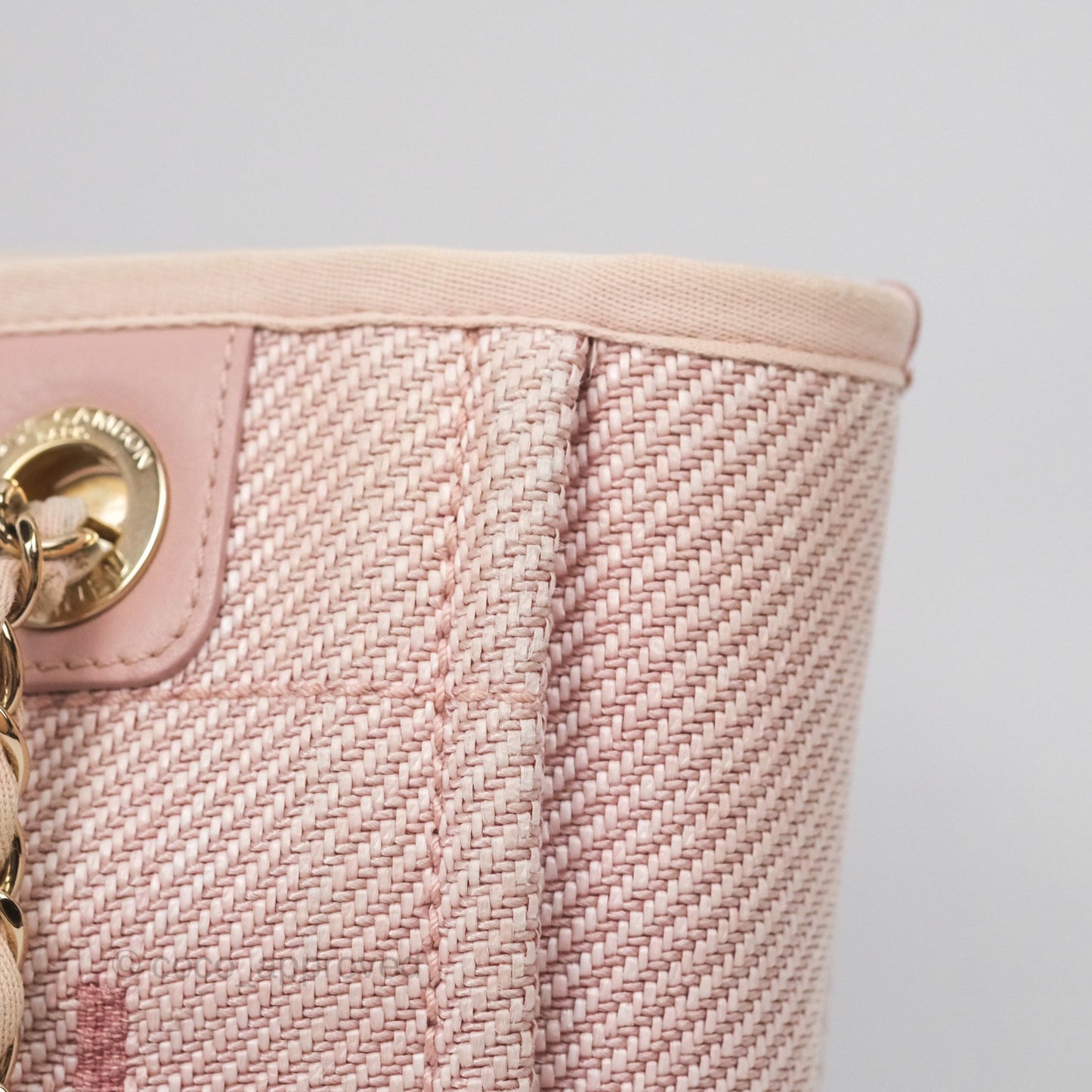 Chanel Small Vertical Deauville Canvas Pink Gold Hardware