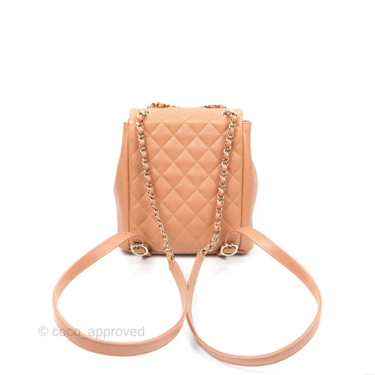 Chanel Duma Backpack Medium Dark Beige Caviar Gold Hardware