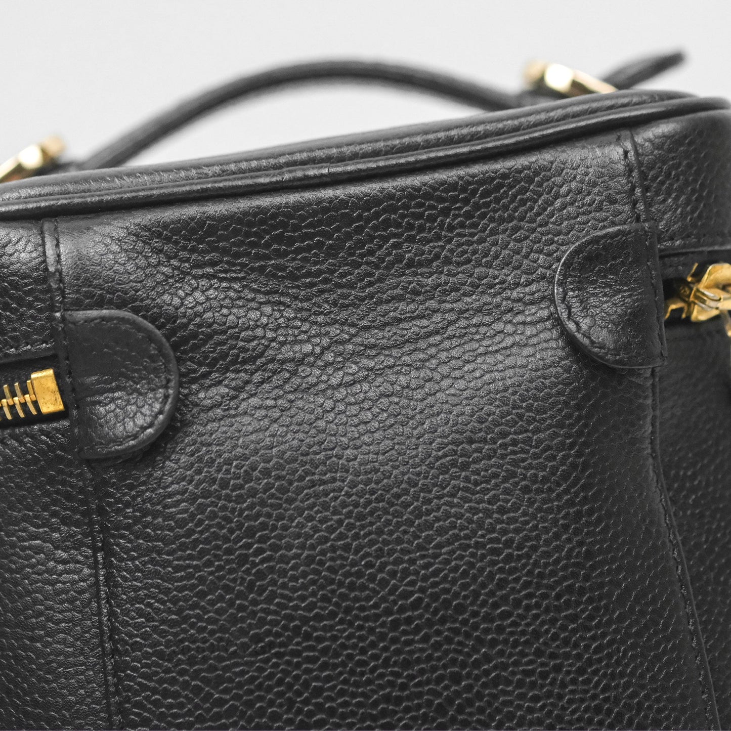 Chanel Vintage Vanity Case Black Caviar Gold Hardware