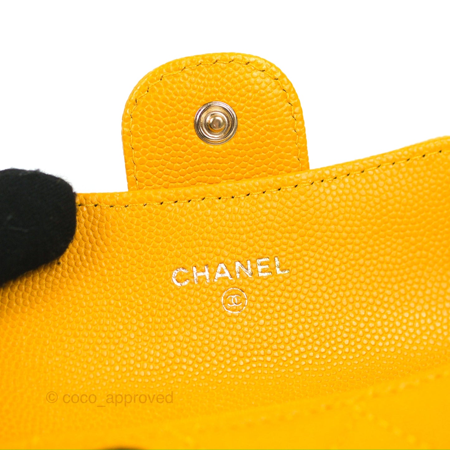 Chanel Classic Flap Coin Purse Yellow Caviar Gold Hardware