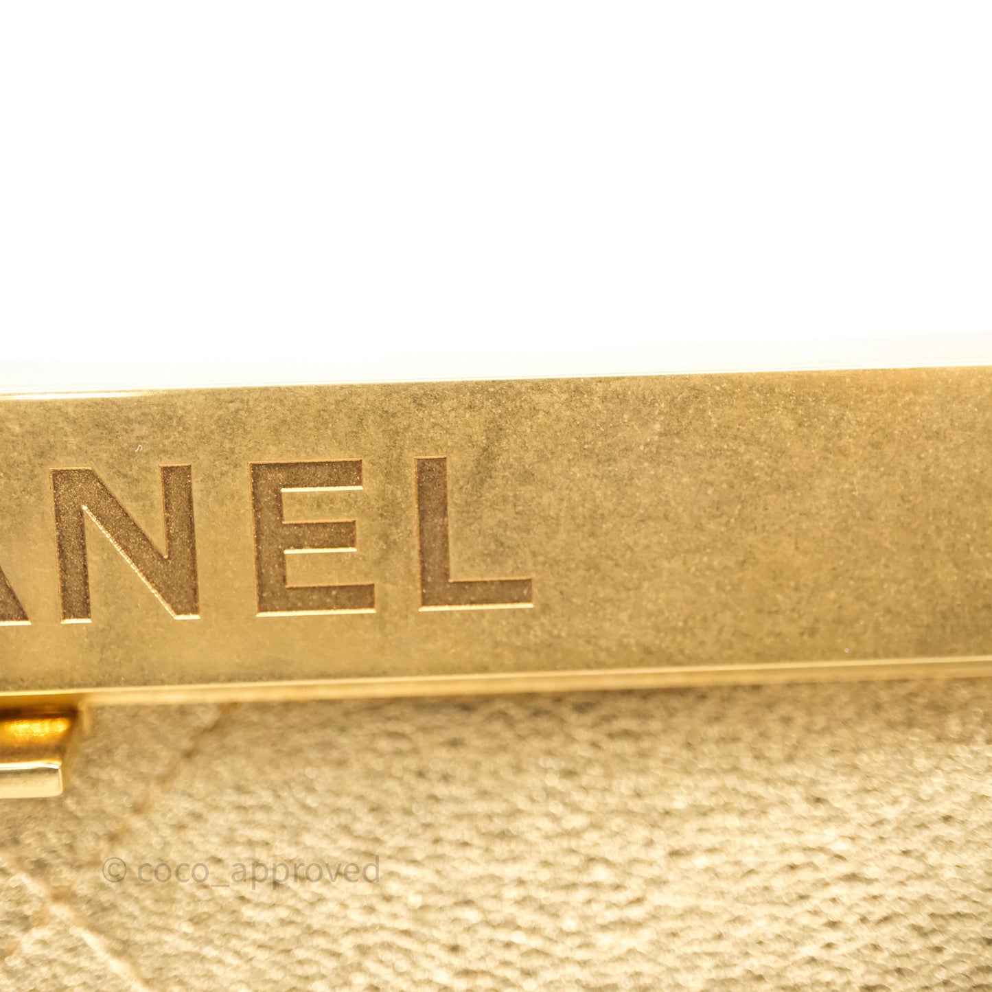 Chanel Calfskin Kiss Lock Frame Gold Bag