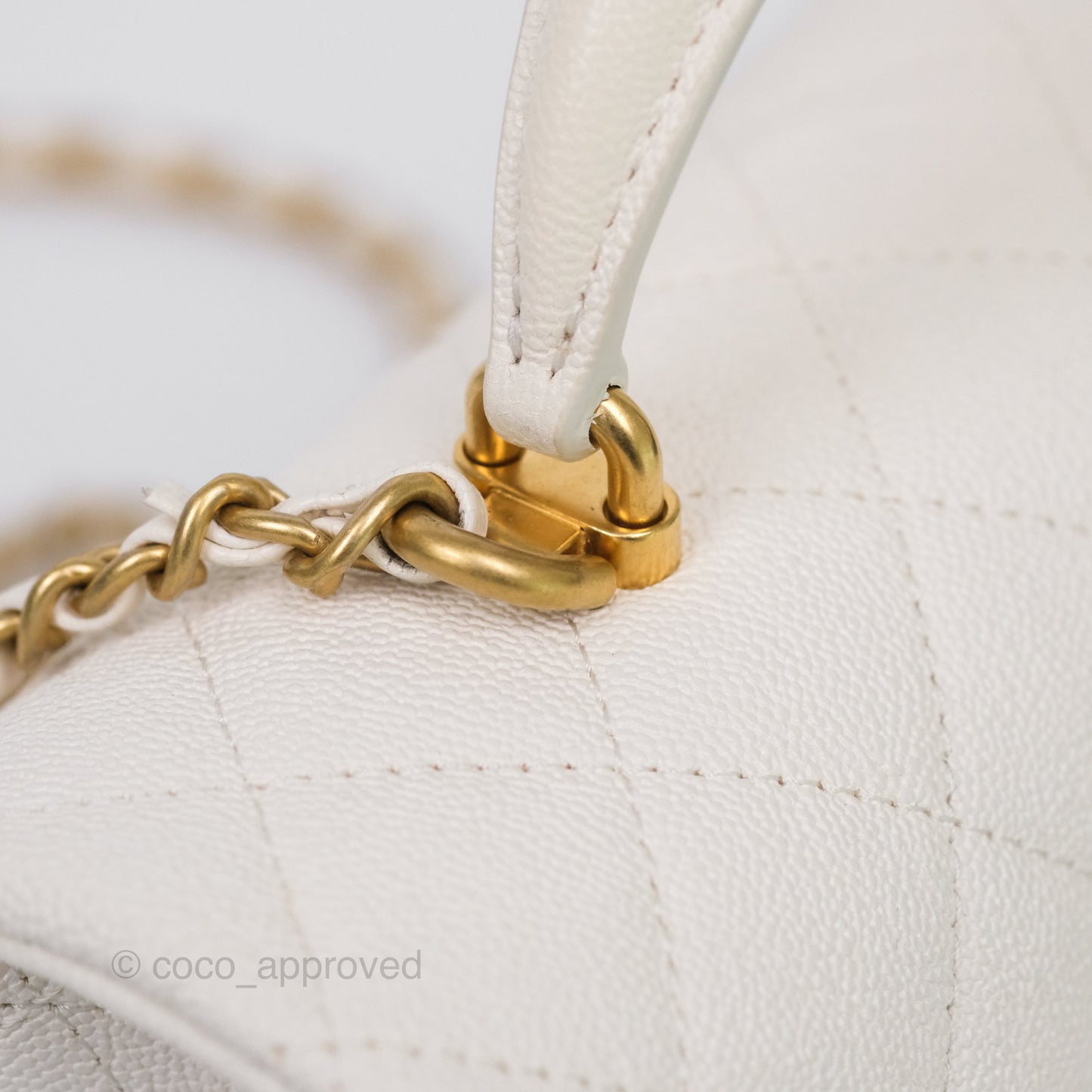 Chanel Top Handle Mini Rectangular Flap Bag Ivory Caviar Gold Hardware
