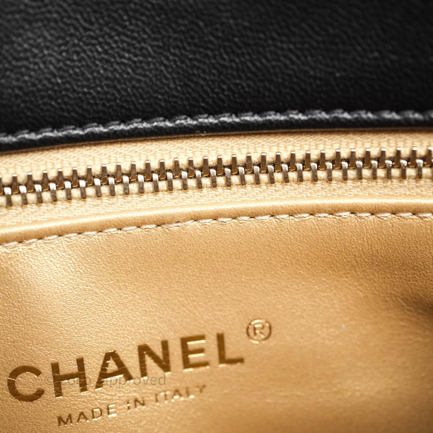 Chanel Quilted Accordion Flap Bag with Button on Chain Black Lambskin Aged Gold Hardware 22A