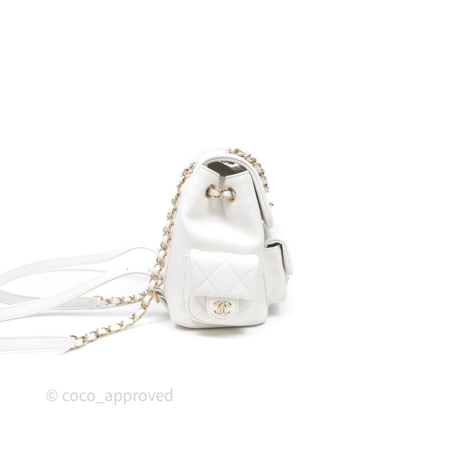 Chanel Small Duma Backpack Caviar White Gold Hardware