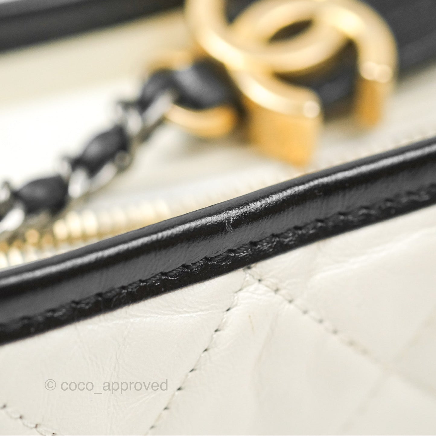 Chanel Small Gabrielle Hobo Quilted Black White Aged Calfskin
