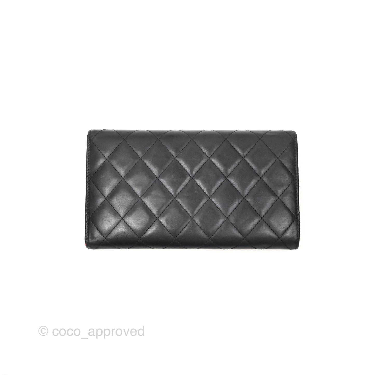 Chanel Quilted Cambon Yen Flap Wallet Black Calfskin Silver Hardware