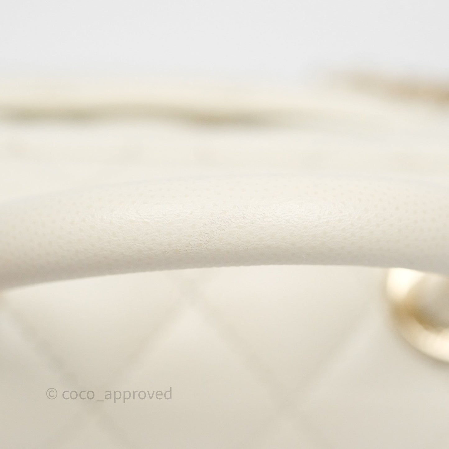 Chanel Mini Coco Handle Quilted Ivory White Caviar Gold Hardware