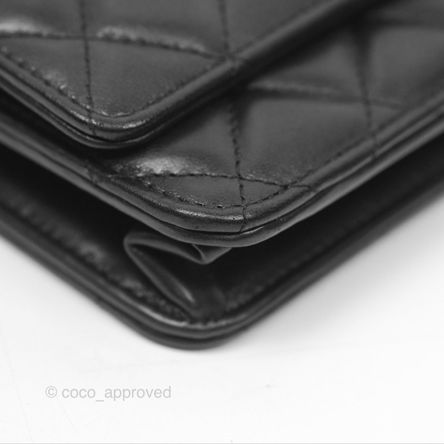 Chanel All Slide Wallet on Chain WOC Adjustable Chain Quilted Black Lambskin 22K