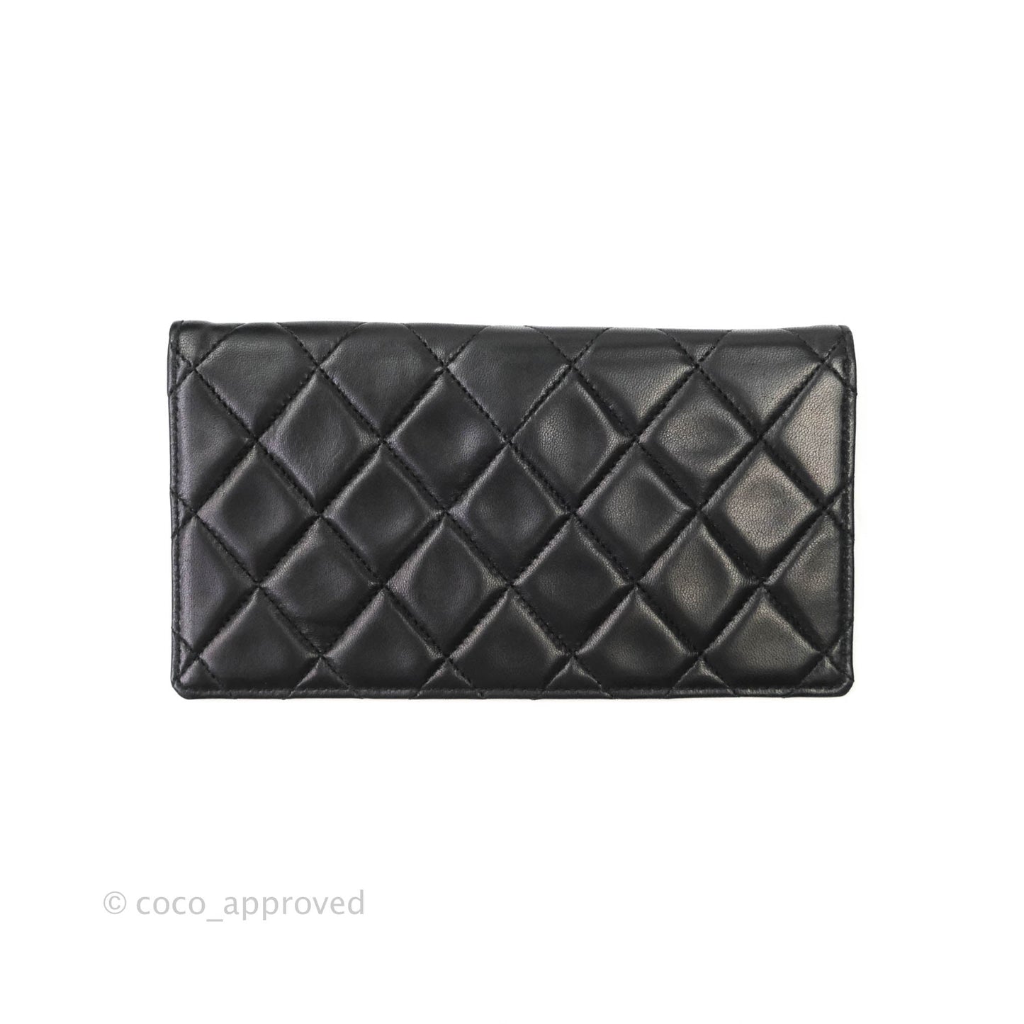 Chanel Vintage Flap Bag with Purse Pouch Black Lambskin 24K Gold Hardware
