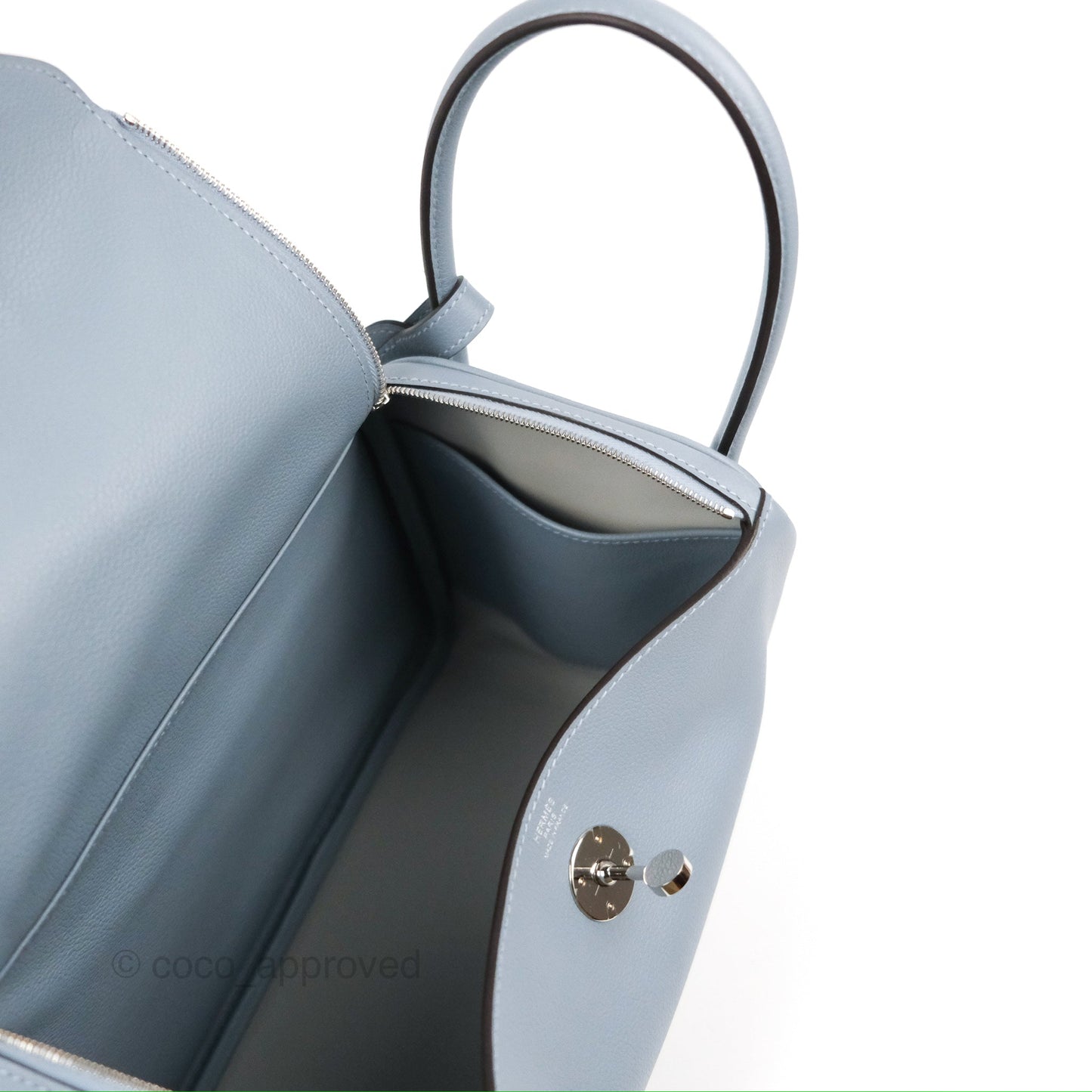 Hermès Lindy 26 Bleu Lin Evercolor Palladium Hardware