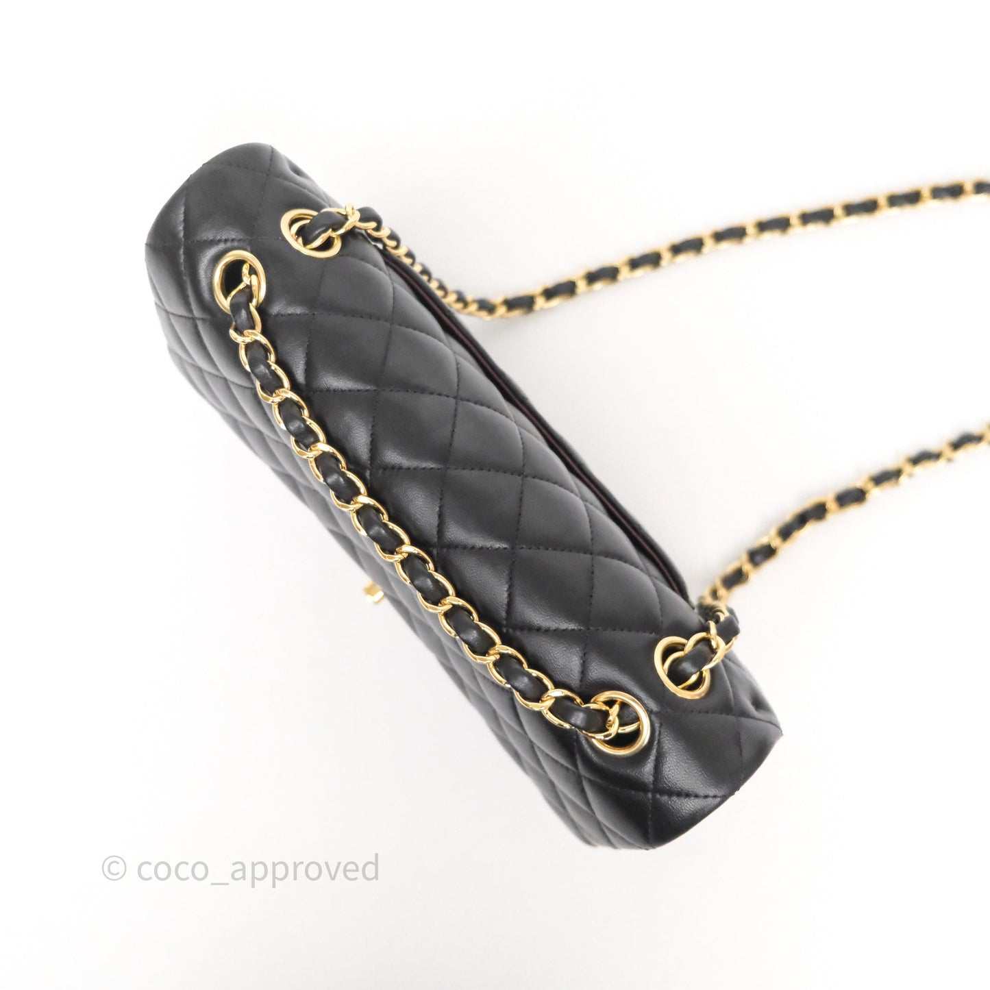 Chanel Classic M/L Medium Flap Quilted Black Lambskin Gold Hardware