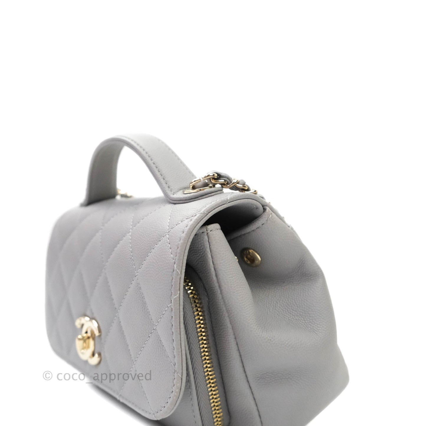 Chanel Quilted Small Business Affinity Flap Grey Caviar Gold Hardware