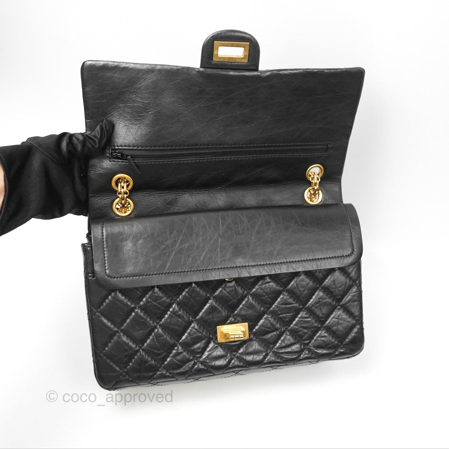 Chanel Reissue 226 Quilted Black Aged Calfskin Aged Gold Hardware