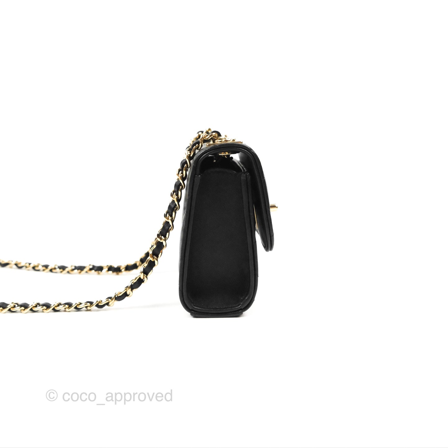 Chanel Mini Quilted Clutch With Chain Black Lambskin Gold Hardware