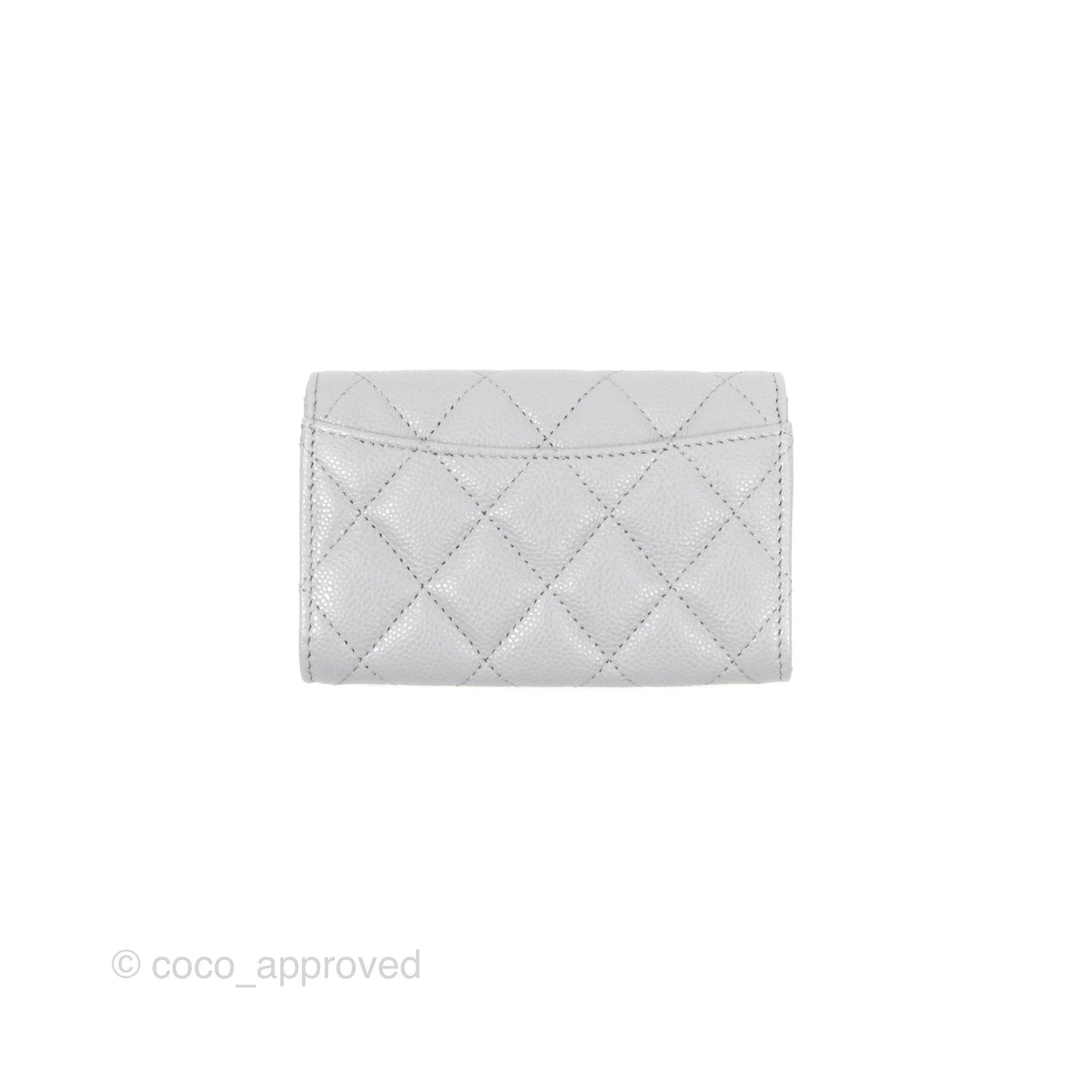 Chanel Quilted Flap Card Holder Caviar Grey Gold Hardware