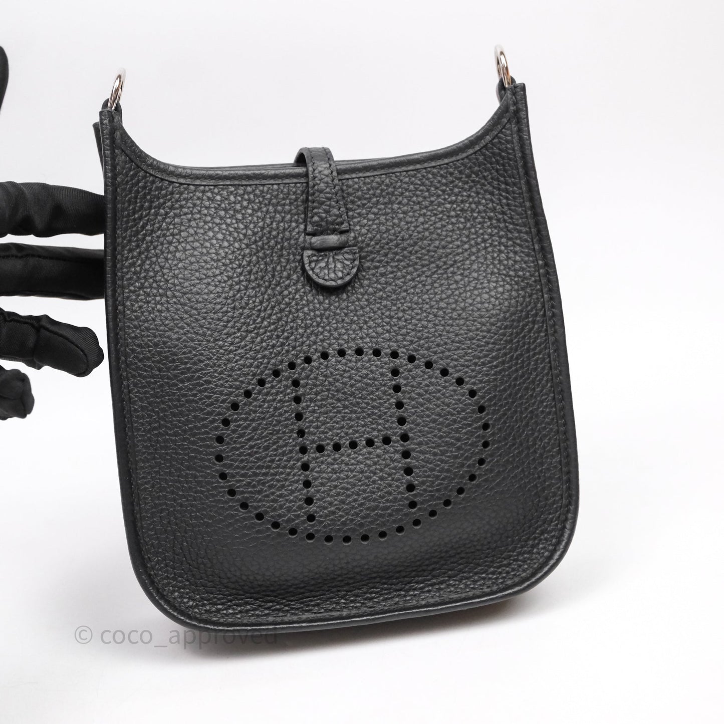 Hermès Mini Evelyne 16 Noir 89 Clemence Palladium Hardware