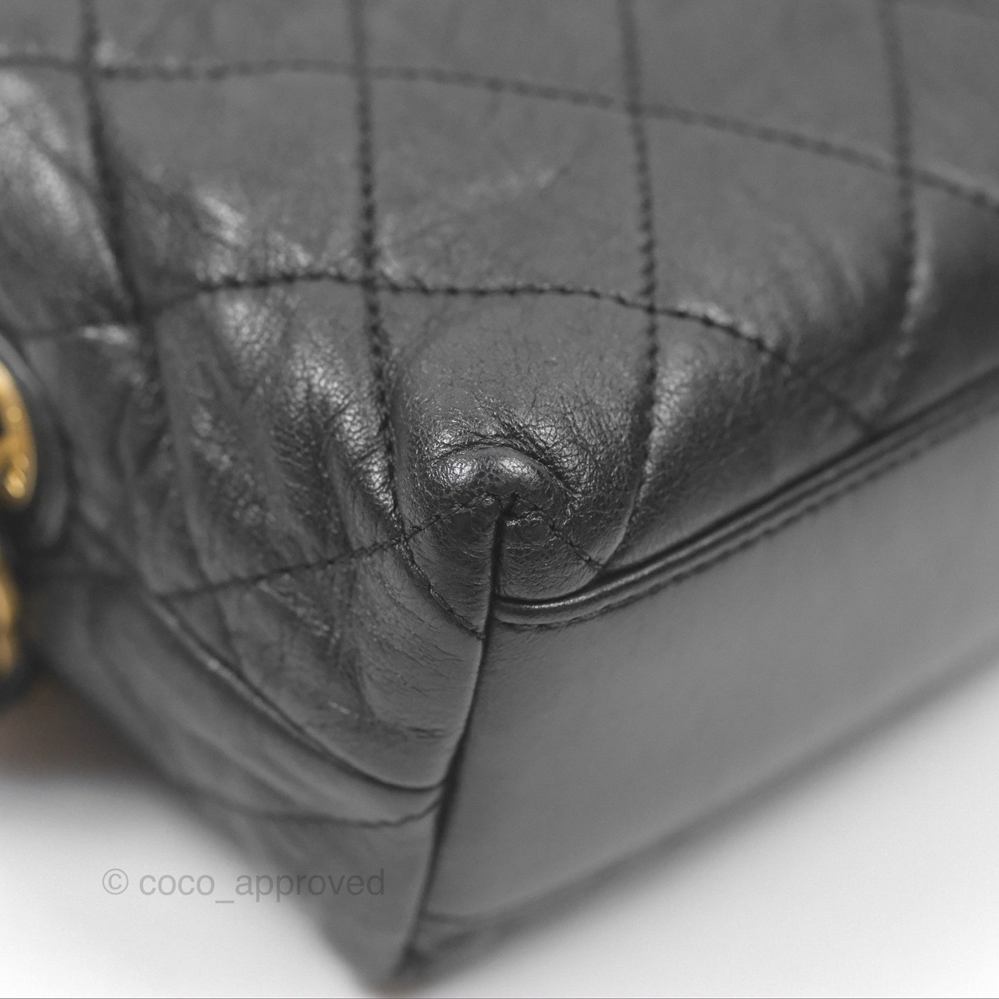 Chanel Small Hobo Bag Crumpled Black Lambskin Aged Gold Hardware 21S