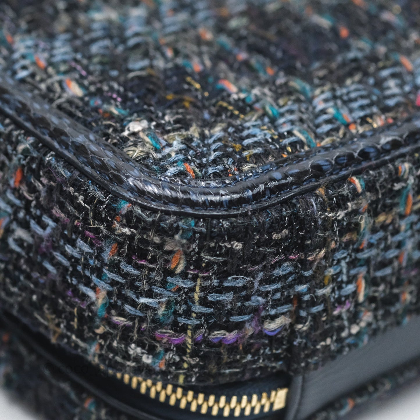 Chanel Medium CC Filigree Vanity Case Navy Tweed Python
