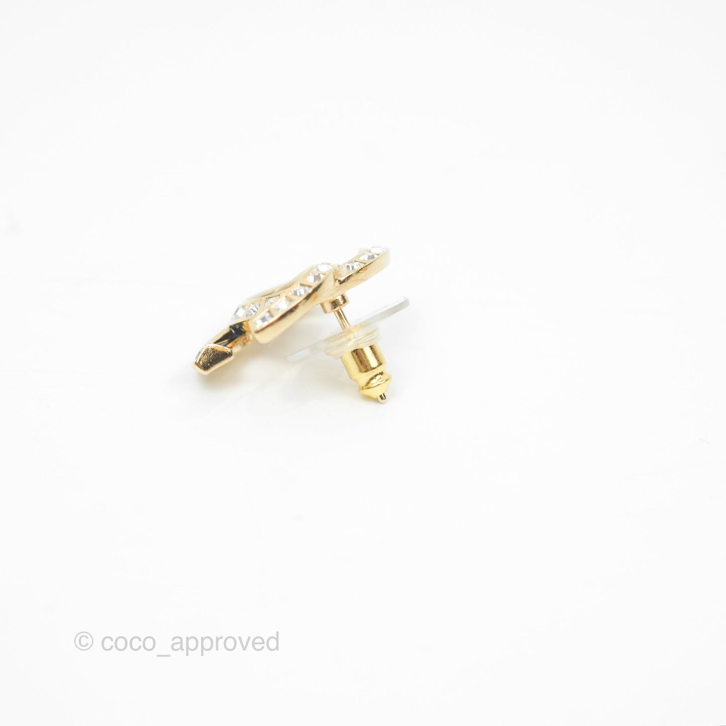 Chanel Crystal & Black CC Earrings Gold Tone 24C