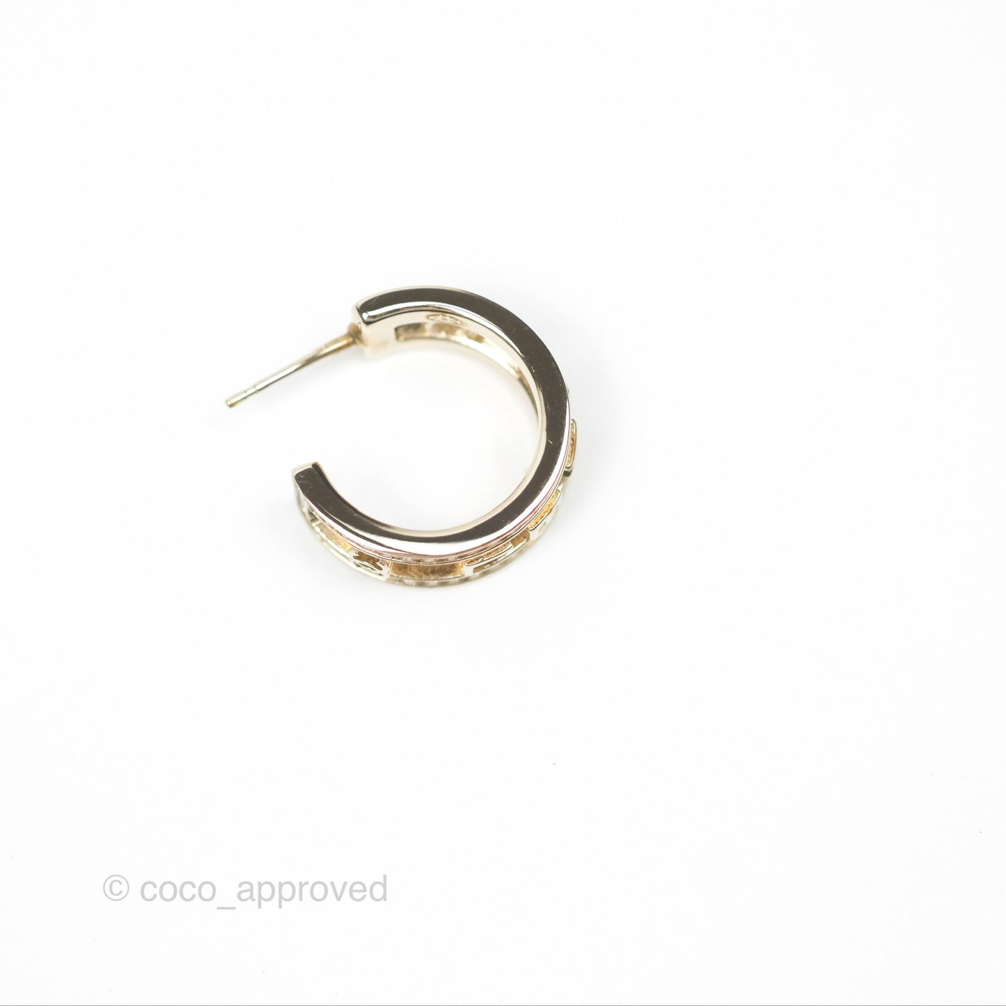 Chanel Logo Crystal Hoop Earrings Gold Hardware 21V