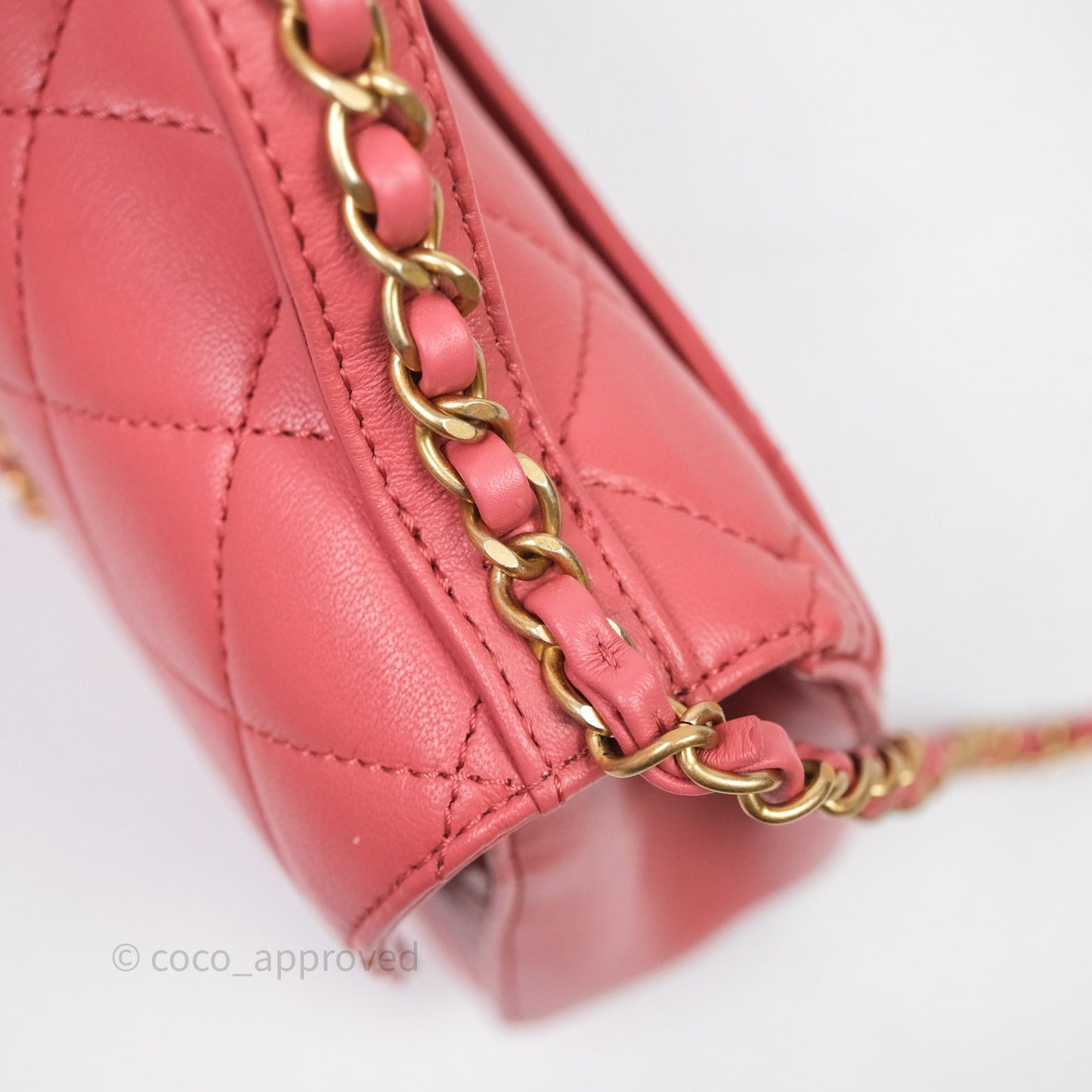 Chanel Quilted Chain Infinity Handle Bag Pink Lambskin Aged Gold Hardware