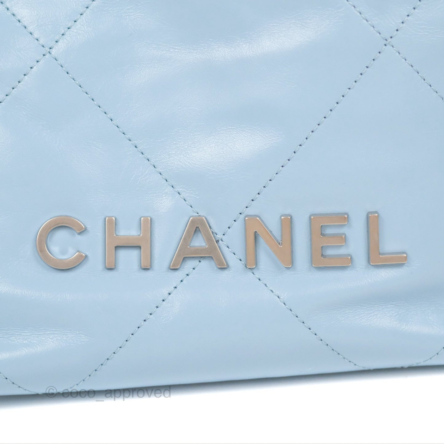 Chanel 22 Mini Bag Light Blue Crumpled Calfskin