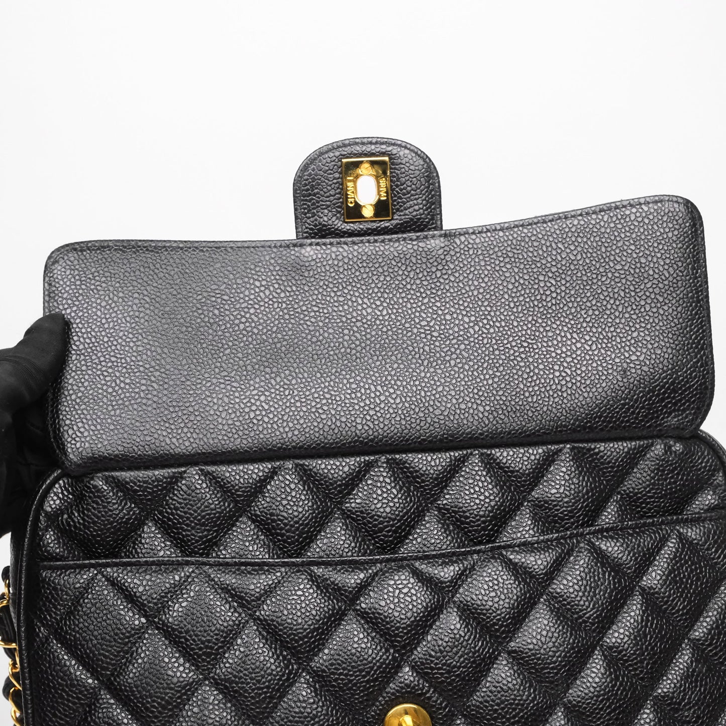 Chanel Vintage Camera Bag Coco Crush Black Caviar Gold Hardware