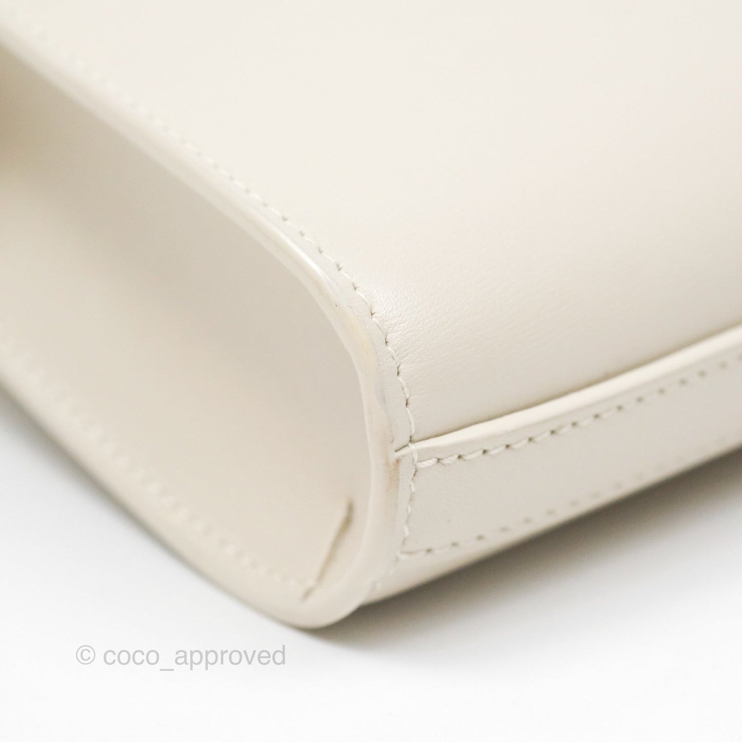 Saint Laurent Mini Manhattan Box Calfskin Blanc Vintage Gold Hardware