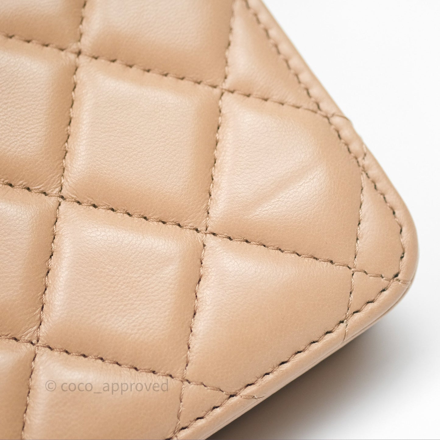Chanel All Slide Wallet on Chain WOC Adjustable Chain Quilted Beige Lambskin