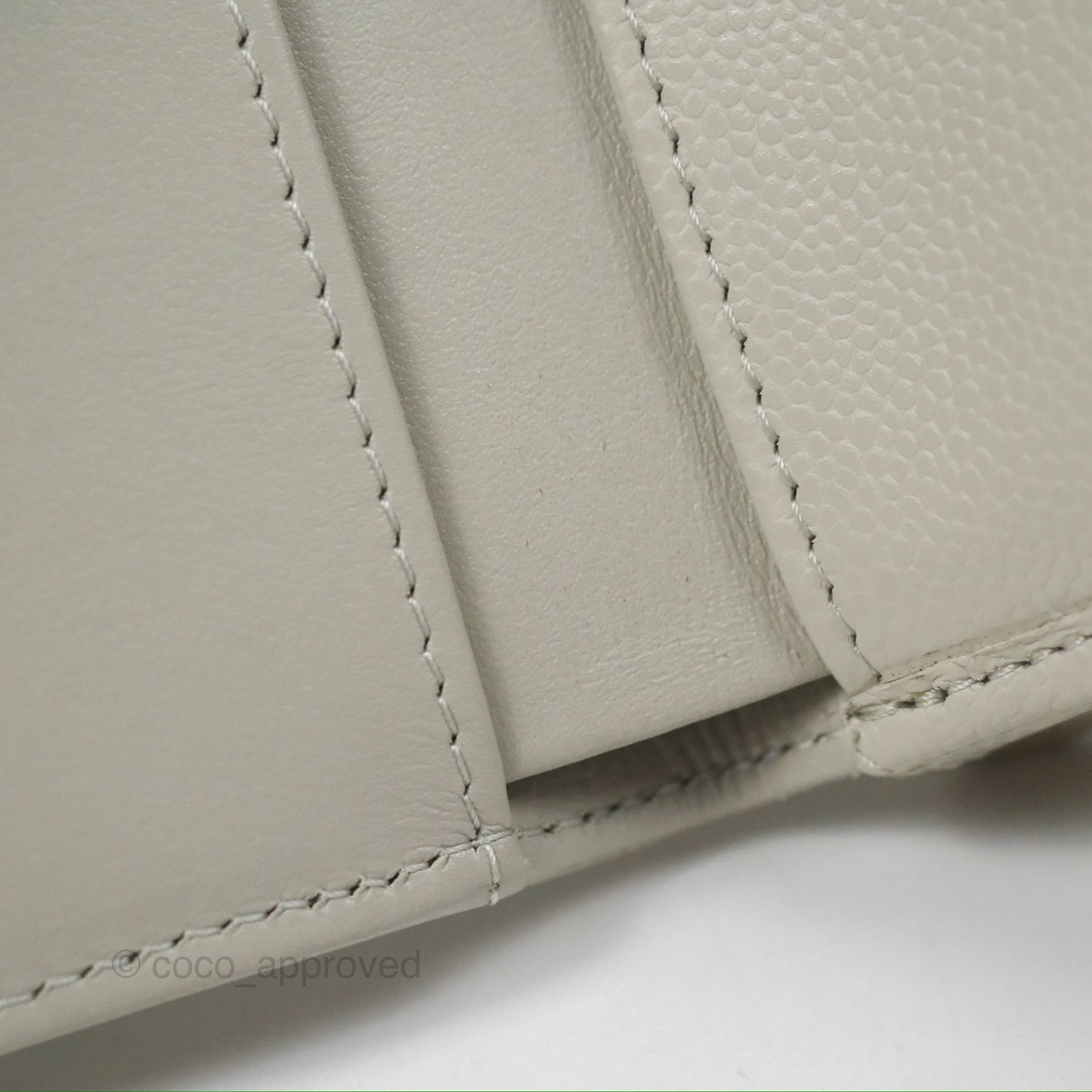 Chanel Quilted Classic Short Wallet Light Grey Caviar Gold Hardware