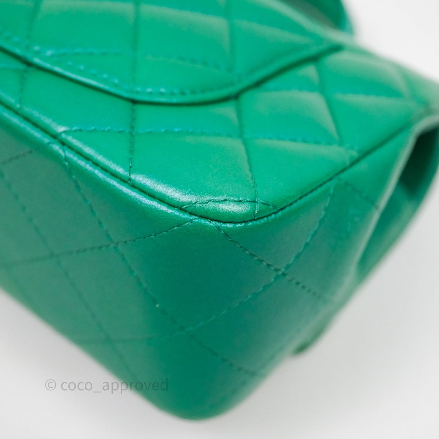 Chanel Top Handle Mini Rectangular Flap Bag Iridescent Green Lambskin Aged Gold Hardware