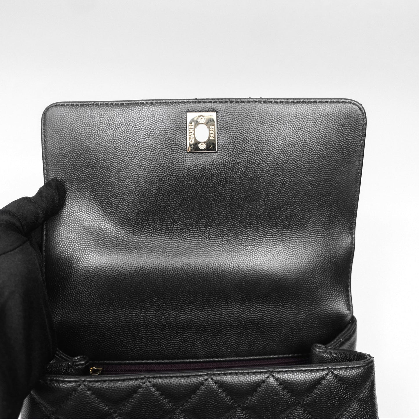 Chanel Small Coco Handle Quilted Black Caviar Gold Hardware