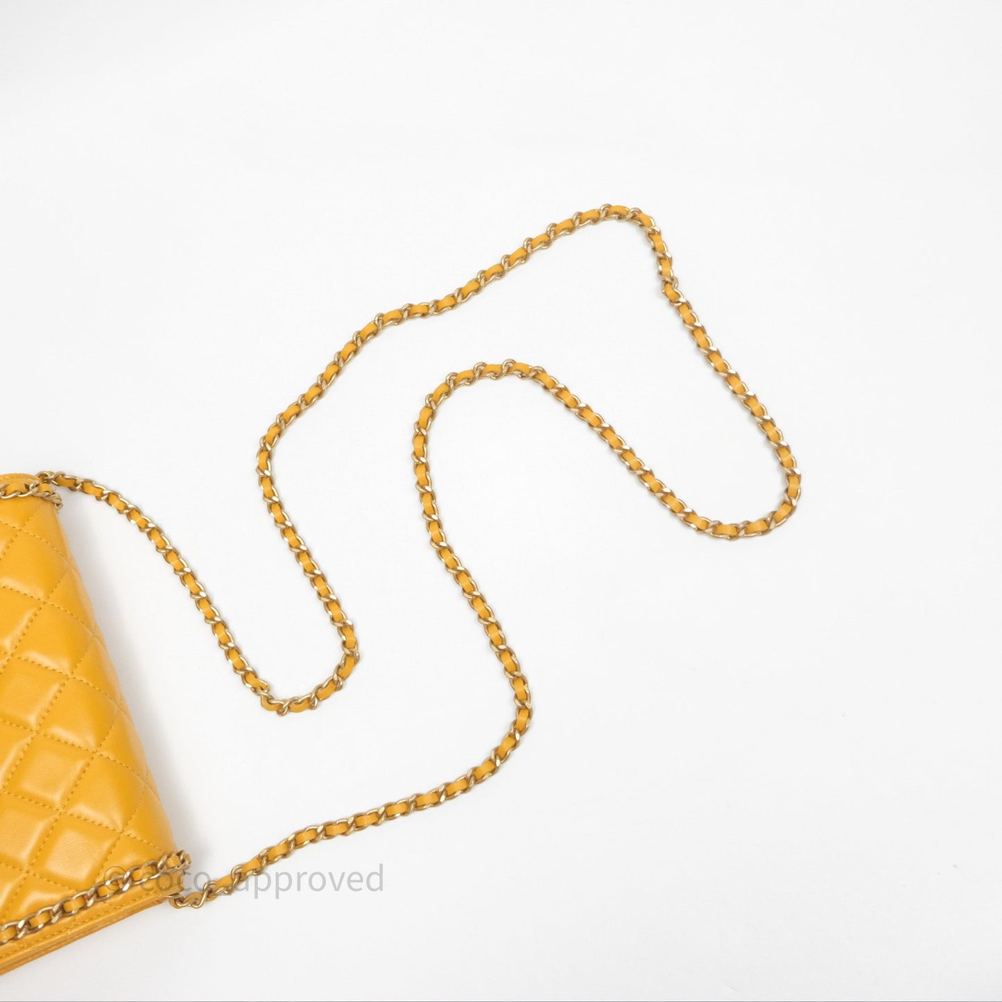 Chanel Quilted Classic Chain Around WOC Yellow Lambskin Aged Gold Hardware