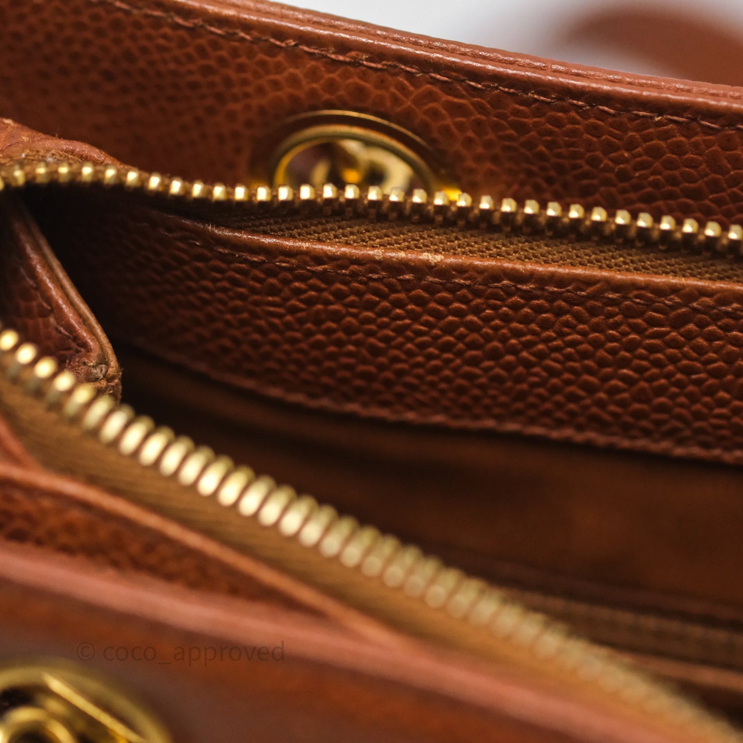 Chanel Vintage Tote Caramel Caviar 24K Gold Hardware