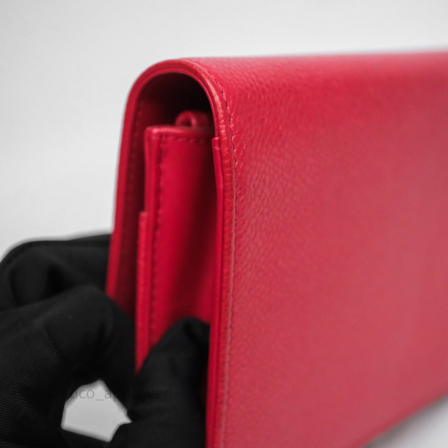 Chanel CC Wallet On Chain WOC Dark Pink Caviar Silver Hardware