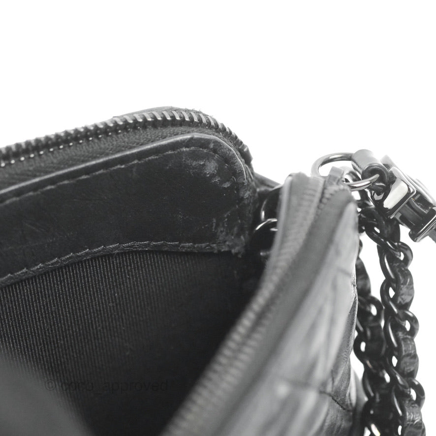 Chanel Gabrielle Clutch With Chain Aged Calfskin So Black