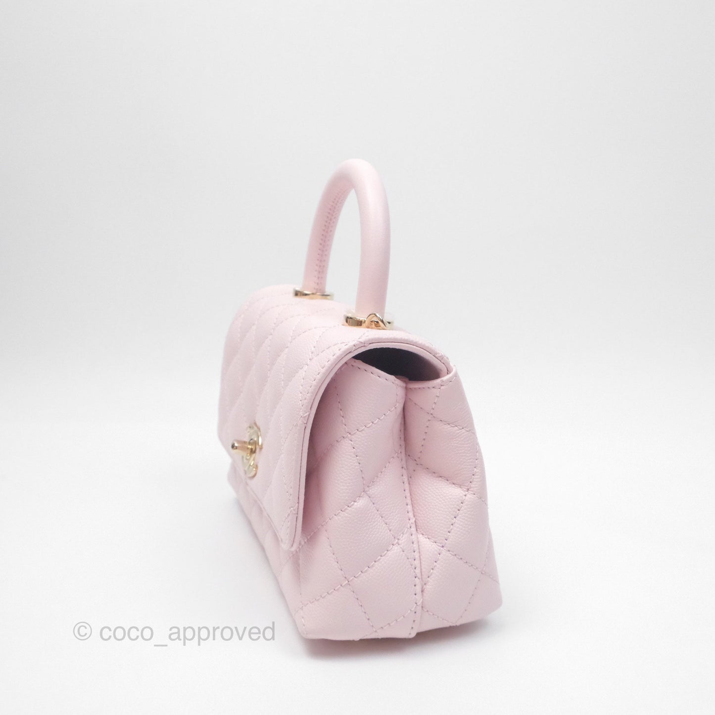 Chanel Mini Coco Handle Quilted Light Pink Caviar Gold Hardware