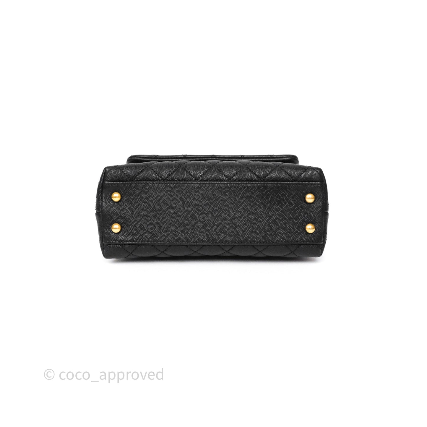 Chanel Small Coco Handle Black Caviar Gold Hardware Lizard Embossed Handle