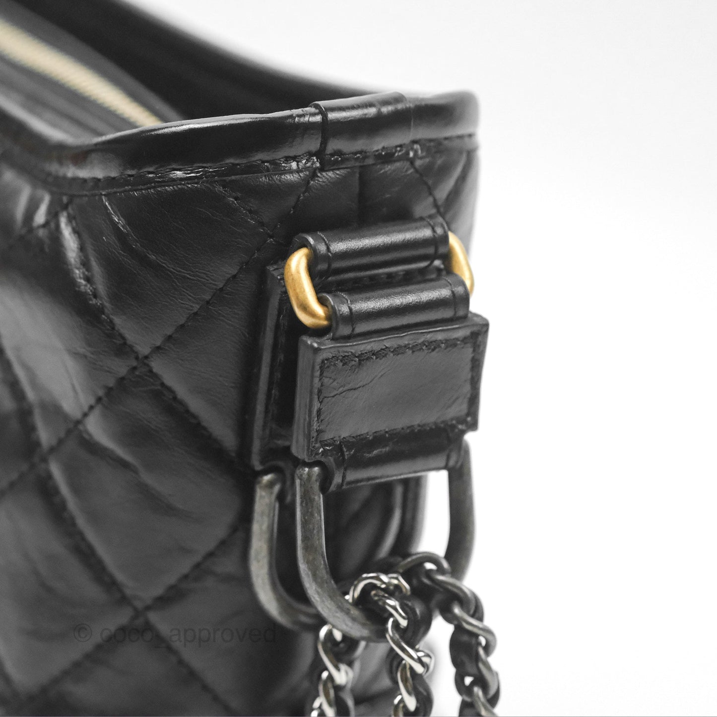 Chanel Small Gabrielle Hobo Quilted Black Aged Calfskin