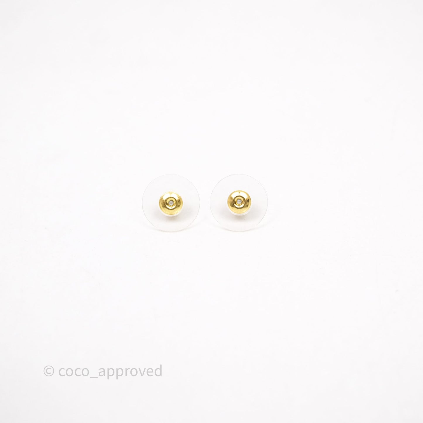 Chanel CC Pearl Crystal Hoop Earrings Gold Tone 21P